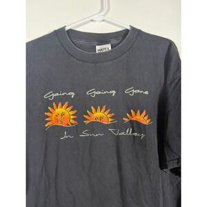 Vintage Tultex Sun Valley Going Going Gone Black Graphic T-Shirt XL